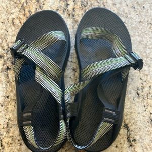Chacos, green/black steps, lightly worn - Men US12